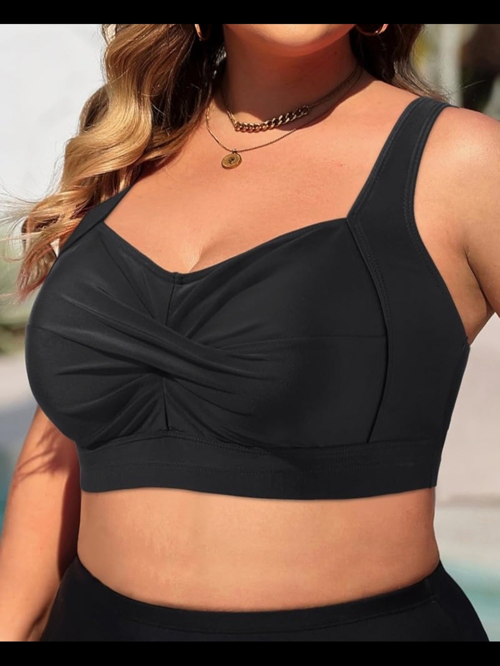 Black Twist Front Swim Top (Amazon)